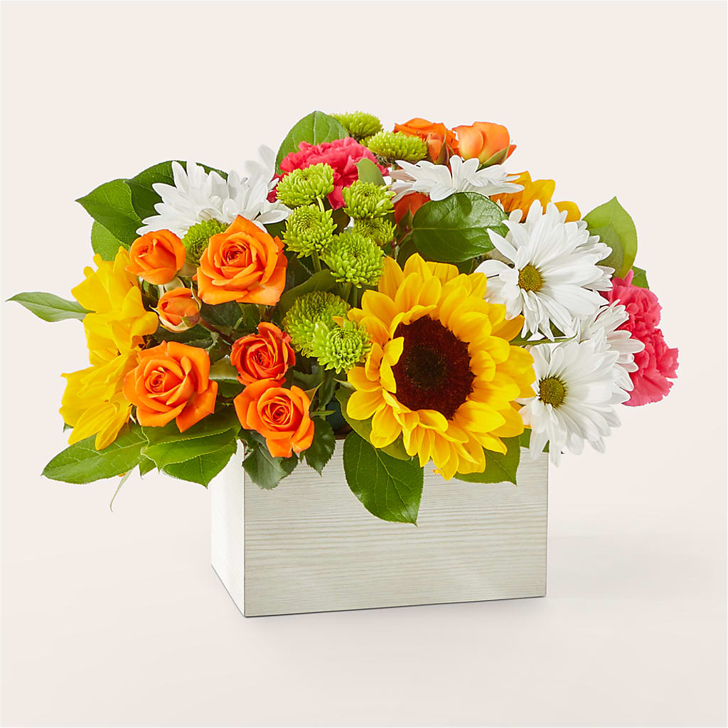 Sun-drenched Blooms Box Bouquet – Realm Of Blooms, Carnegie PA