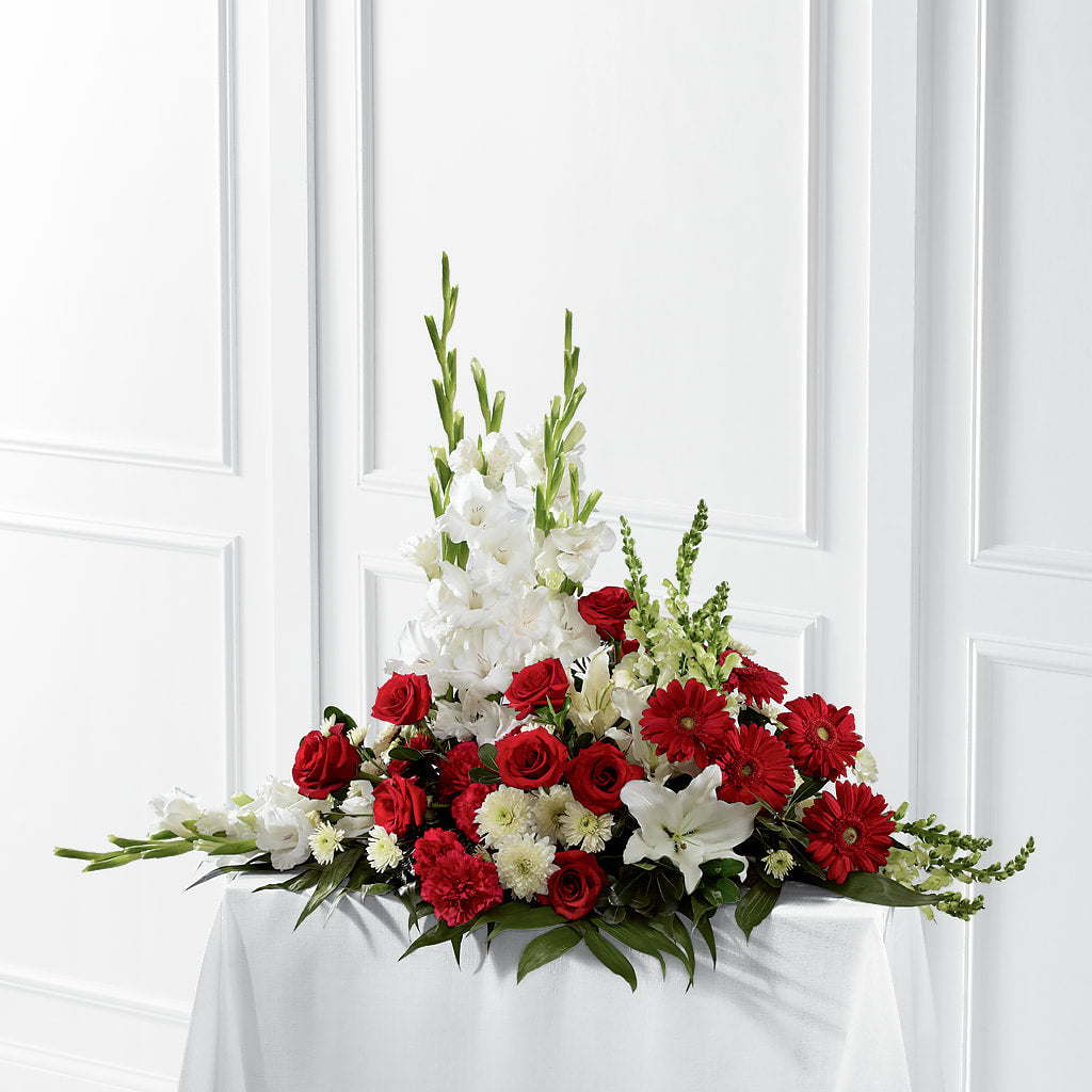 Crimson & White Arrangement – Realm Of Blooms, Carnegie PA