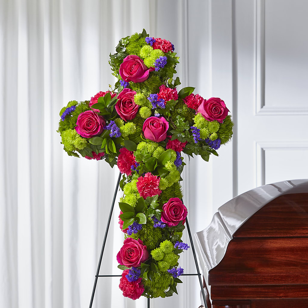 Tribute Rose Floral Cross – Realm Of Blooms, Carnegie PA