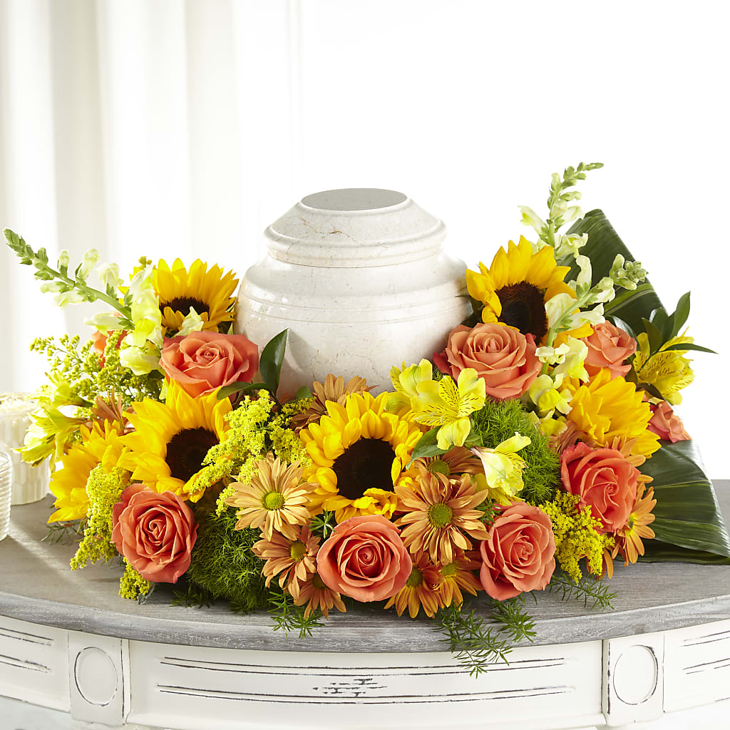 Faithful Sunflower Cremation Adornment – Realm Of Blooms, Carnegie PA
