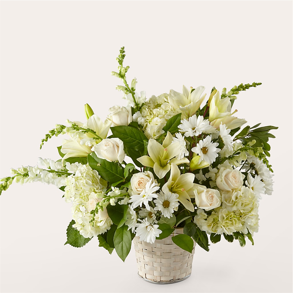 Ivory Elegance Floral Basket – Realm Of Blooms, Carnegie PA