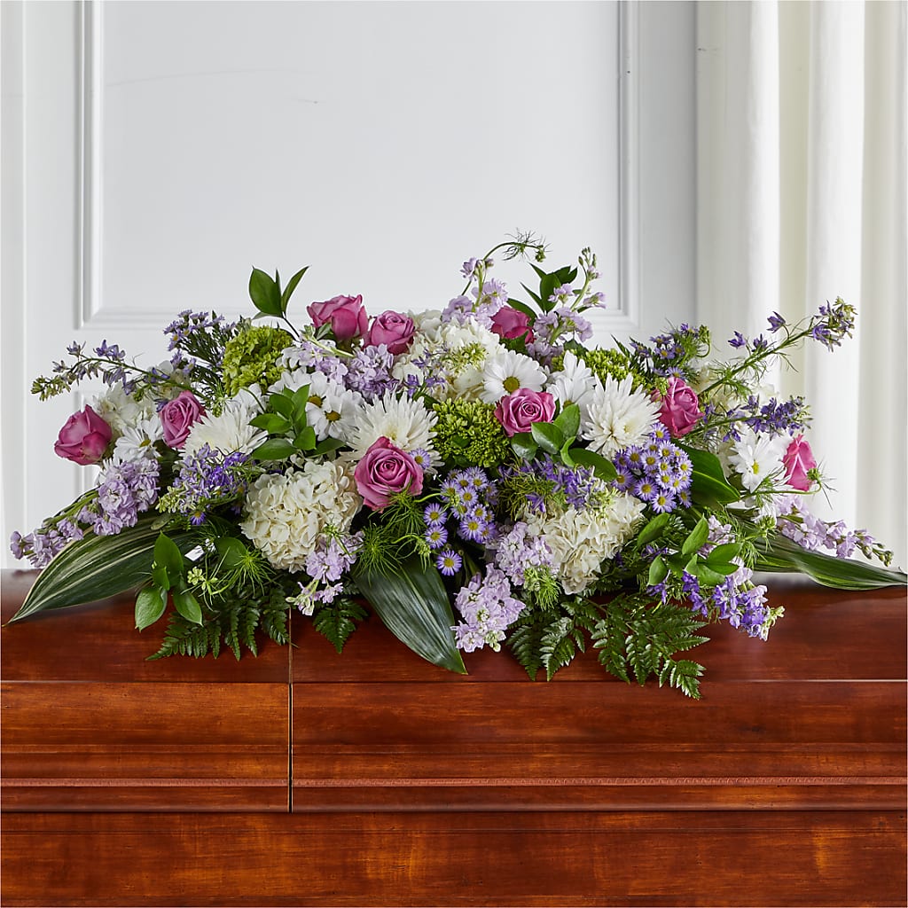 Meadows of Serenity Casket Spray – Realm Of Blooms, Carnegie PA