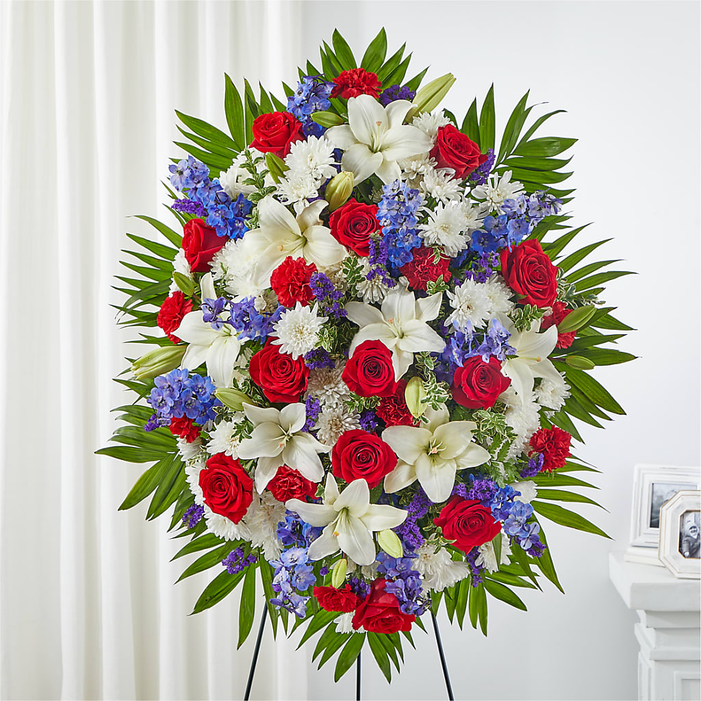 Cherished Service Standing Spray – Realm Of Blooms, Carnegie PA