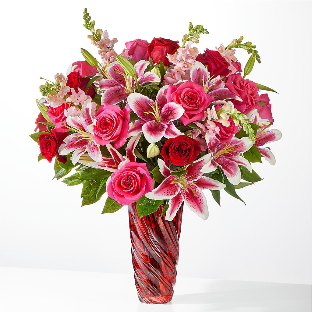 Always You Bouquet with Luxe Swirl Vase – Realm Of Blooms, Carnegie PA
