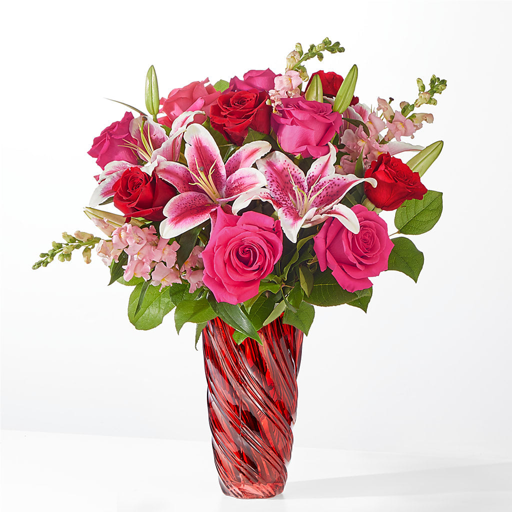 Always You Bouquet with Luxe Swirl Vase – Realm Of Blooms, Carnegie PA