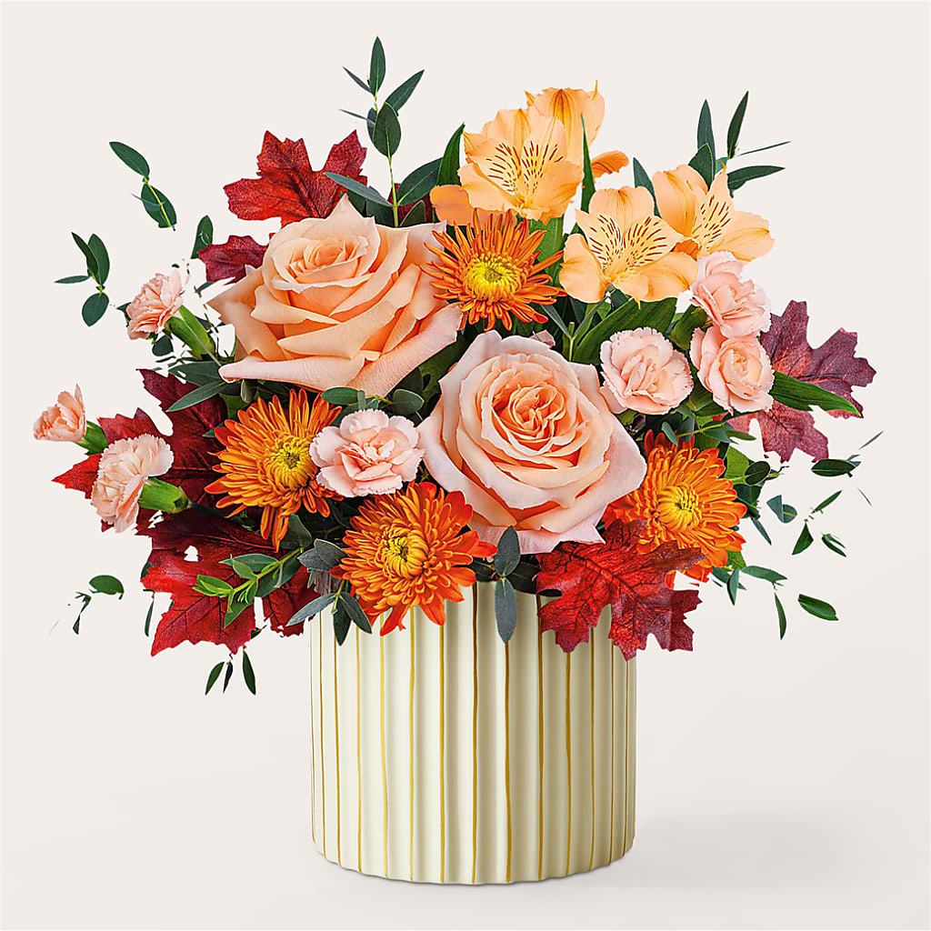 Spiced Latte Bouquet with Ivory Vase – Realm Of Blooms, Carnegie PA