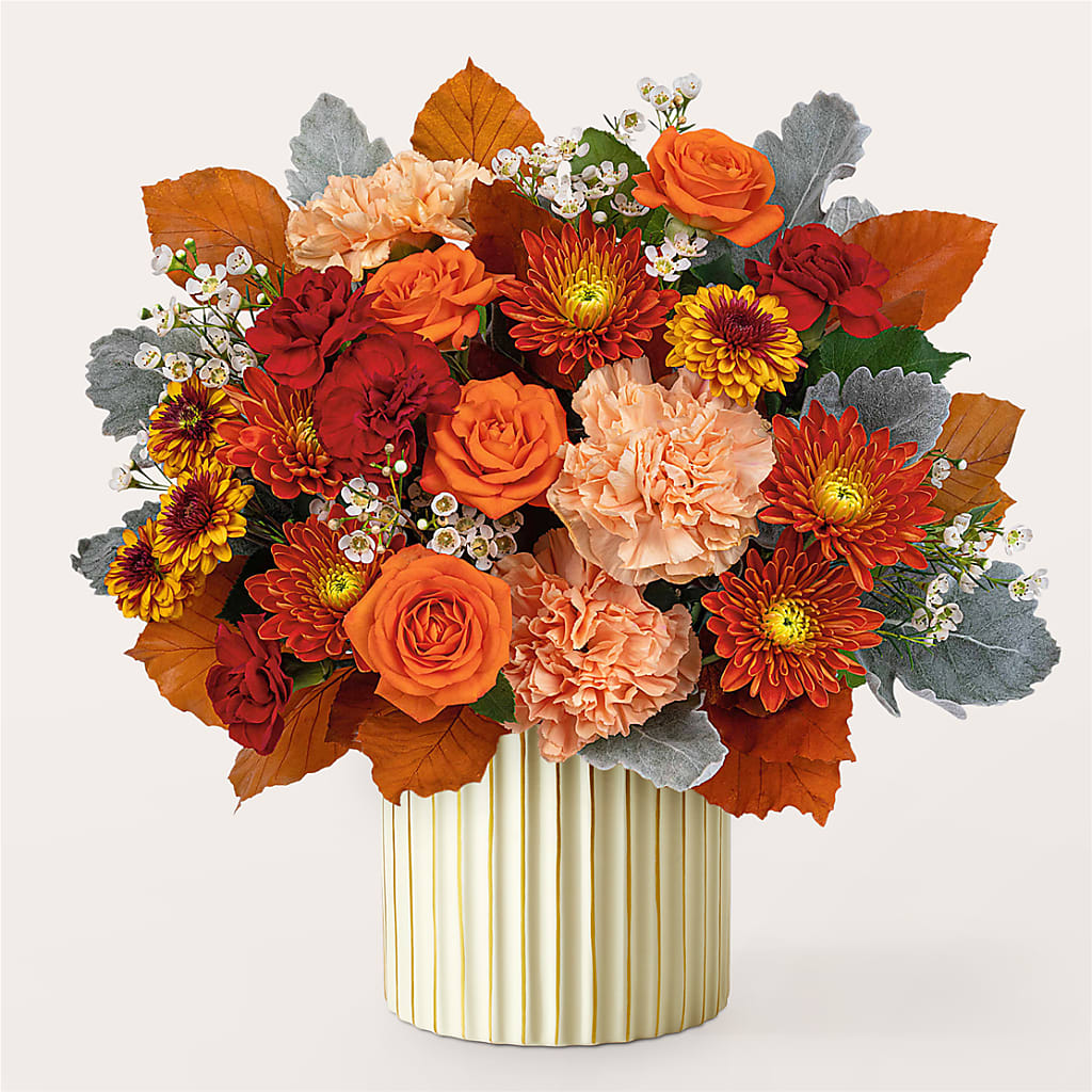 Merlot Bouquet with Ivory Vase – Realm Of Blooms, Carnegie PA
