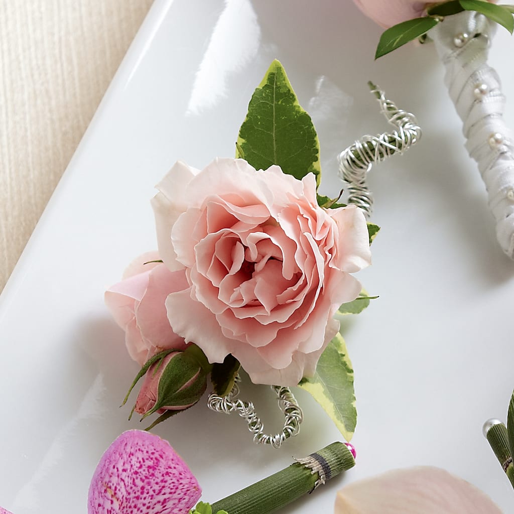 Pink Spray Rose Boutonniere – Realm Of Blooms, Carnegie PA