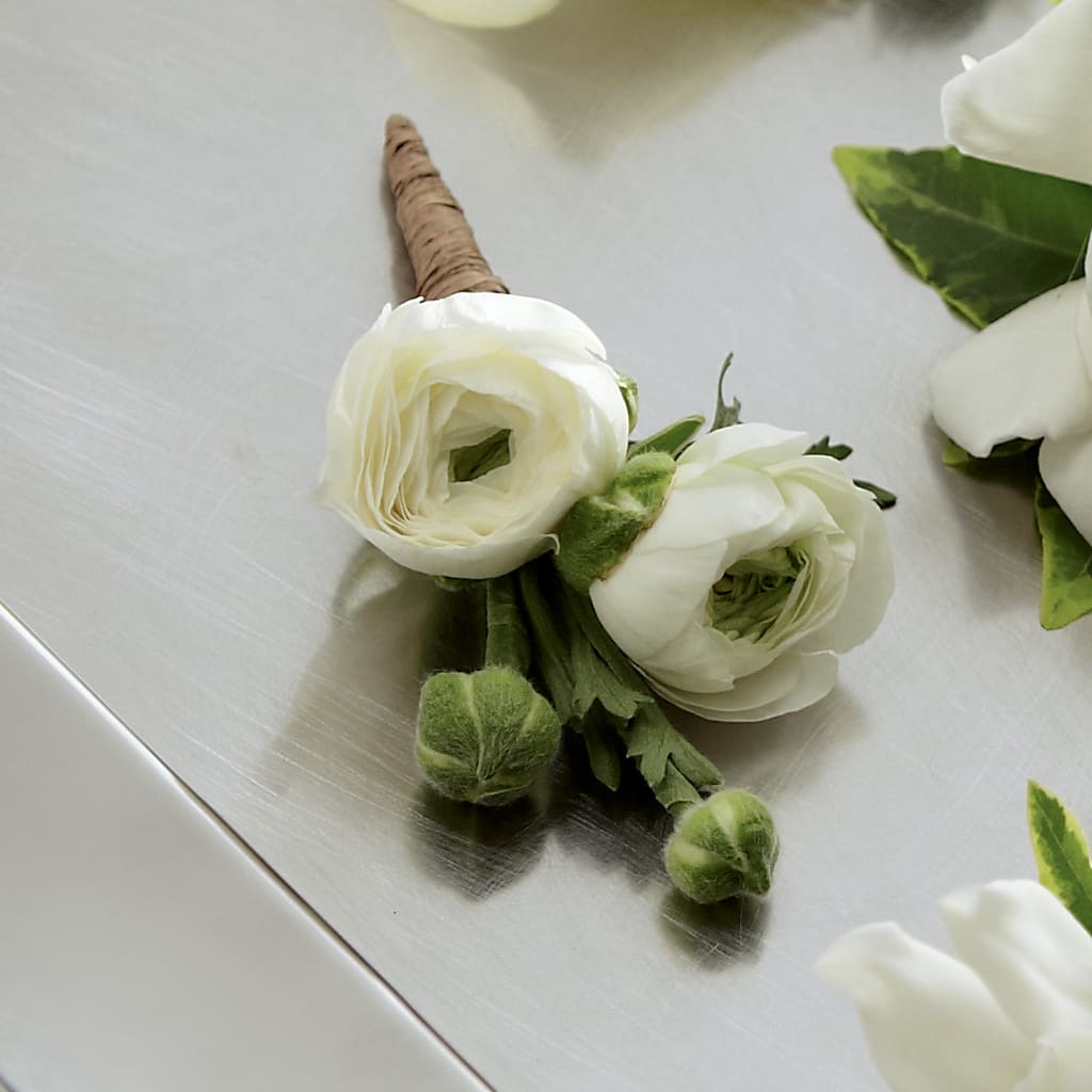 White Ranunculus Boutonniere – Realm Of Blooms, Carnegie PA