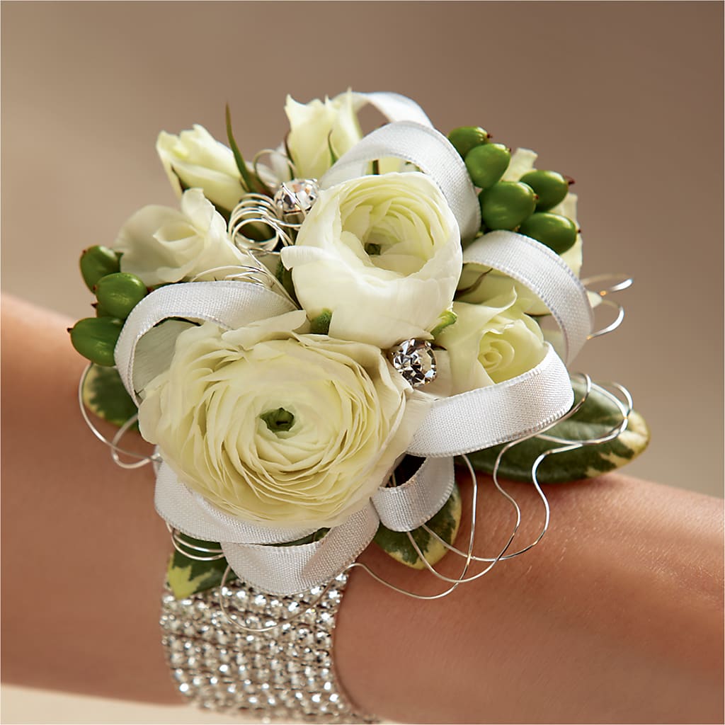 White Wedding Corsage – Realm Of Blooms, Carnegie PA