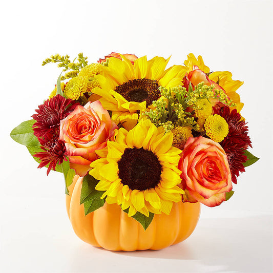 Golden Gourd Pumpkin Bouquet –  Realm Of Blooms, Carnegie PA