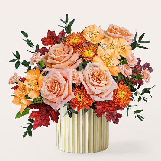 Spiced Latte Bouquet with Ivory Vase –  Realm Of Blooms, Carnegie PA