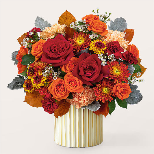 Merlot Bouquet with Ivory Vase –  Realm Of Blooms, Carnegie PA